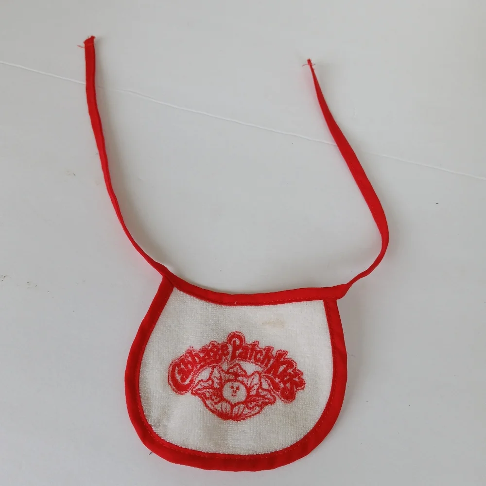 Cabbage Patch Doll Bib Red/White Terry Cloth *Flaw*